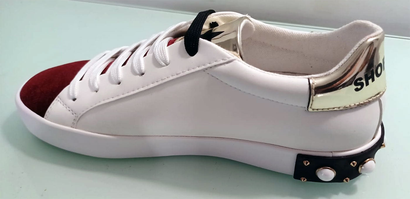 Scarpe Originali Shop★Art Bianche Scritta Jolie Vellutino Particolari in Dorato e Perle Bianche - 18681B Scarpe Originali Shop★Art Bianche Scritta Jolie Vellutino Particolari in Dorato e Perle Bianche - 18681B