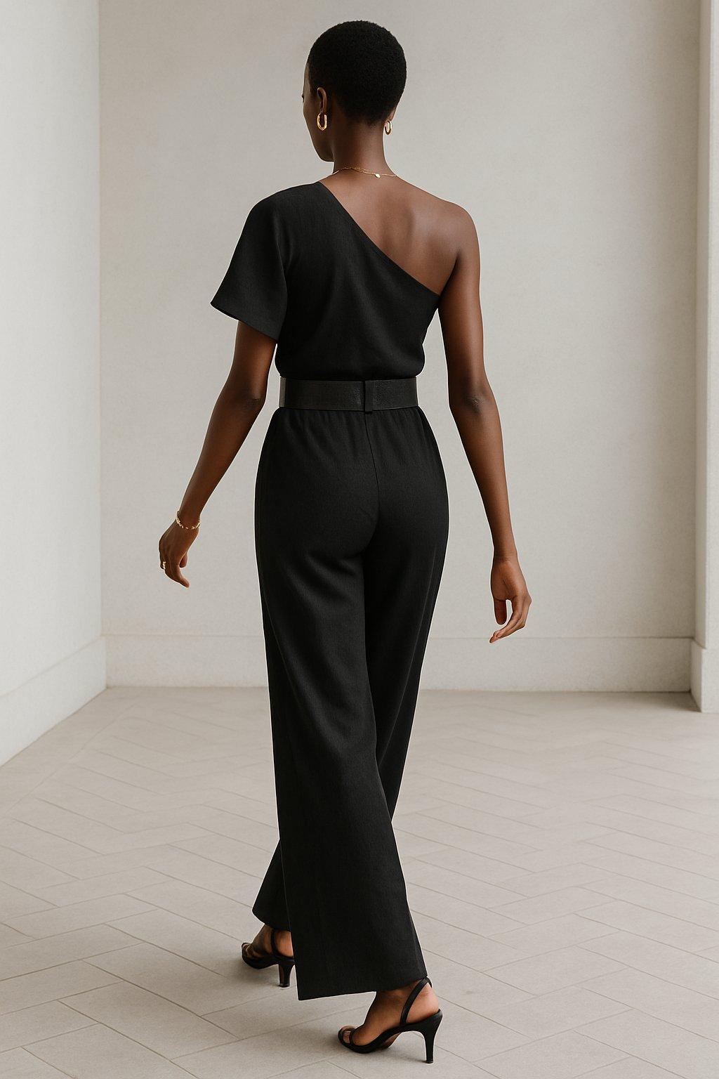 Tuta Donna Cocktail Lunga Gamba Larga Jumpsuit Casual Monospalla Manica Corta in 5 Colori - 2825 Tuta Donna Cocktail Lunga Gamba Larga Jumpsuit Casual Monospalla Manica Corta in 5 Colori - 2825