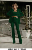 Tailleur 3 Pezzi Giacca Top e Pantaloni Zampa Completo Elegante Coordinato Casual in 8 Colori - 4483