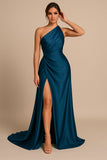 Abito Donna Lungo Mono Spalla Spacco Alto Morbido Elegante Vestito da Cerimonia in 3 Colori - 4943 Abito Donna Lungo Mono Spalla Spacco Alto Morbido Elegante Vestito da Cerimonia in 3 Colori - 4943