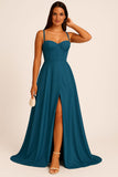 Abito Lungo Elegante da Cerimonia Spacco Centrale Bustino con Bretelle Vestito Evento in 11 Colori - 5373 Abito Lungo Elegante da Cerimonia Spacco Centrale Bustino con Bretelle Vestito Evento in 11 Colori - 5373