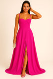 Abito Lungo Elegante da Cerimonia Spacco Centrale Bustino con Bretelle Vestito Evento in 11 Colori - 5373 Abito Lungo Elegante da Cerimonia Spacco Centrale Bustino con Bretelle Vestito Evento in 11 Colori - 5373
