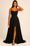 Abito Lungo Elegante da Cerimonia Spacco Centrale Bustino con Bretelle Vestito Evento in 11 Colori - 5373 Abito Lungo Elegante da Cerimonia Spacco Centrale Bustino con Bretelle Vestito Evento in 11 Colori - 5373