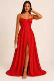 Abito Lungo Elegante da Cerimonia Spacco Centrale Bustino con Bretelle Vestito Evento in 11 Colori - 5373 Abito Lungo Elegante da Cerimonia Spacco Centrale Bustino con Bretelle Vestito Evento in 11 Colori - 5373