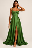 Abito Lungo Elegante da Cerimonia Spacco Centrale Bustino con Bretelle Vestito Evento in 11 Colori - 5373 Abito Lungo Elegante da Cerimonia Spacco Centrale Bustino con Bretelle Vestito Evento in 11 Colori - 5373