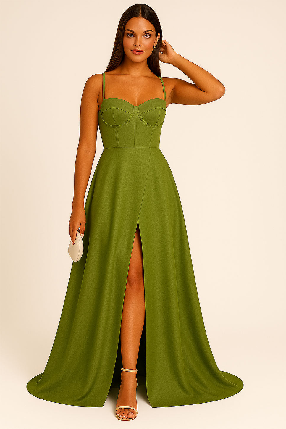 Abito Da Sera Berylove Donna - Lungo Con Spacco E Maniche Corte | Elegante Per Matrimoni E Party | Tessuto Chiffon - Foto 8