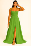 Abito Lungo Elegante da Cerimonia Spacco Centrale Bustino con Bretelle Vestito Evento in 11 Colori - 5373 Abito Lungo Elegante da Cerimonia Spacco Centrale Bustino con Bretelle Vestito Evento in 11 Colori - 5373