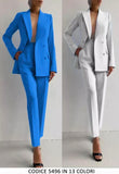 Tailleur Donna Giacca 4 Bottoni Pantalone Skinny Elegante Completo Lavoro In 2 Colori - 5496Out