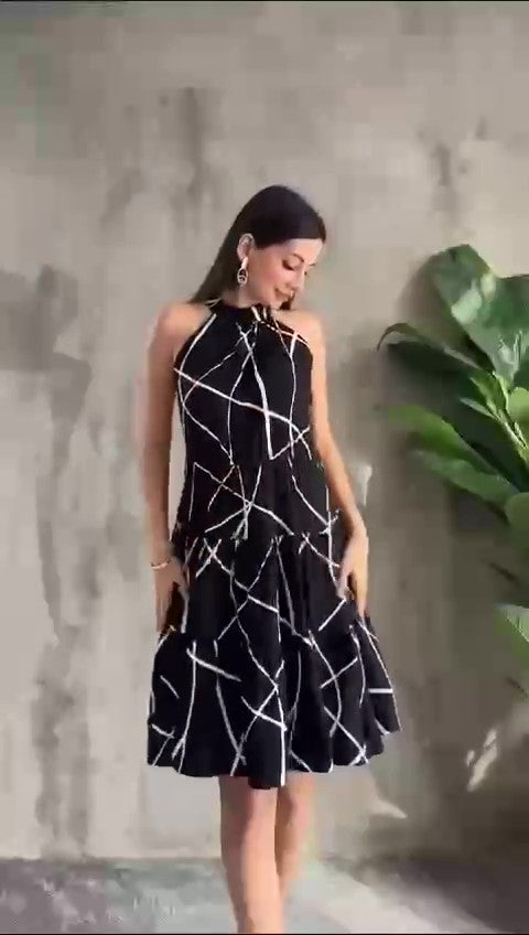 Abito Lungo Midi Nero con Graffiti Bianchi Vestito Cerimonia Cocktail I Love Dress