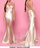 Abito Lungo Elegante da Cerimonia Scollatura Rouche Spacco Laterale Schiena Apert Vestito in Nero - 7220Out Abito Lungo Elegante da Cerimonia Scollatura Rouche Spacco Laterale Schiena Apert Vestito in Nero - 7220Out