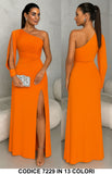 Abito Lungo Elegante da Cerimonia Monospalla Manica Aperta Spacco Laterale Vestito Serata in 8 Colori - 7229 Abito Lungo Elegante da Cerimonia Monospalla Manica Aperta Spacco Laterale Vestito Serata in 8 Colori - 7229
