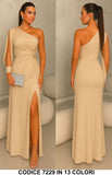 Abito Lungo Elegante da Cerimonia Monospalla Manica Aperta Spacco Laterale Vestito Serata in 8 Colori - 7229 Abito Lungo Elegante da Cerimonia Monospalla Manica Aperta Spacco Laterale Vestito Serata in 8 Colori - 7229