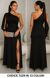 Abito Lungo Elegante da Cerimonia Monospalla Manica Aperta Spacco Laterale Vestito Serata in 8 Colori - 7229 Abito Lungo Elegante da Cerimonia Monospalla Manica Aperta Spacco Laterale Vestito Serata in 8 Colori - 7229
