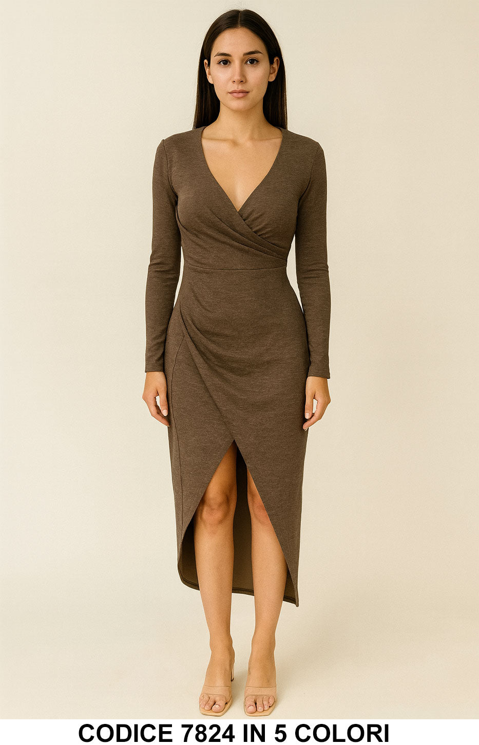 Vestito elegante midi con scollo a V incrociato Abito Chic Asimmetrico Manica Lunga in 5 Colori – 7824 Vestito elegante midi con scollo a V incrociato Abito Chic Asimmetrico Manica Lunga in 5 Colori – 7824