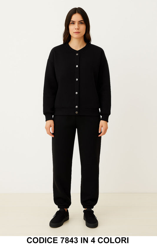 Completo Casual Tuta donna con cardigan a bottoni Coordinato Fashion in 4 colori – 7843