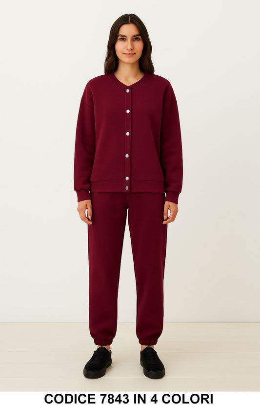 Completo Casual Tuta donna con cardigan a bottoni Coordinato Fashion in 4 colori – 7843