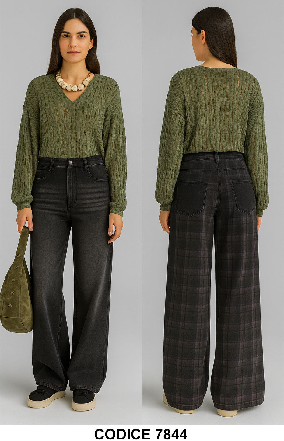 Pantalone donna palazzo a vita alta Nero Effetto Sfumato Trama Quadrati Pantaloni Fashion – 7844 Pantalone donna palazzo a vita alta Nero Effetto Sfumato Trama Quadrati Pantaloni Fashion – 7844