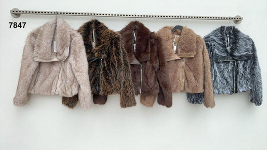 Giacca Corta Morbida in eco pelliccia con zip frontale Giubbotto Fashion Casual Chic in 5 colori – 7847