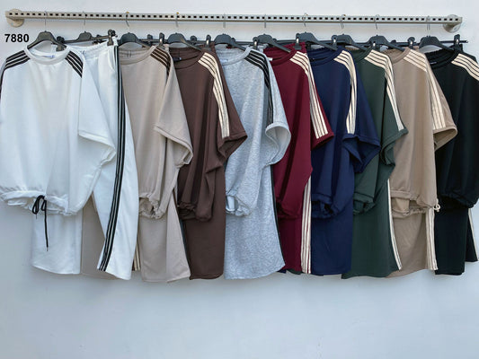 Tuta Sportiva Felpa Pantalone Palazzo Completo casual con bande laterali in 9 colori – 7880