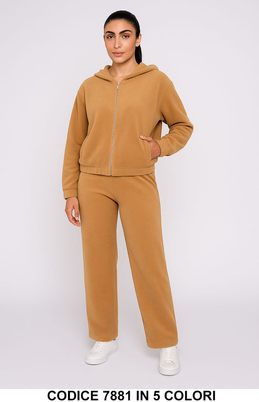 Completo in ciniglia con cappuccio zip Tuta Sportiva Casual Comoda Coordinato in 5 colori – 7881