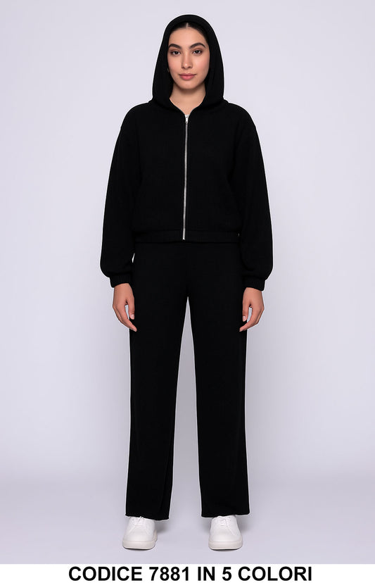 Completo in ciniglia con cappuccio zip Tuta Sportiva Casual Comoda Coordinato in 5 colori – 7881