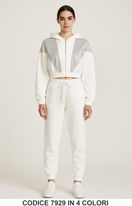 Completo sportivo con dettagli brillantinati Tuta Sportiva Fashion Chic Casual in 4 colori – 7929