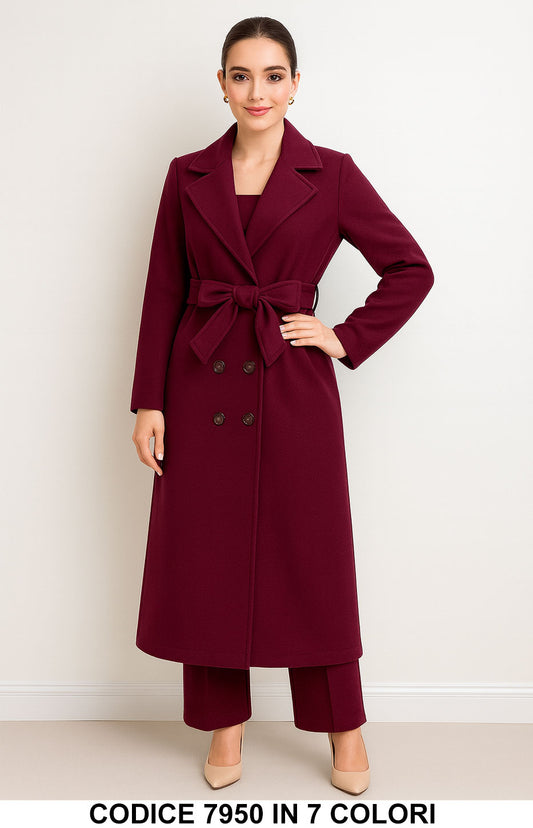 Cappotto Lungo Doppiopetto con Cintura Elegante Fashion in 7 Colori – 7950