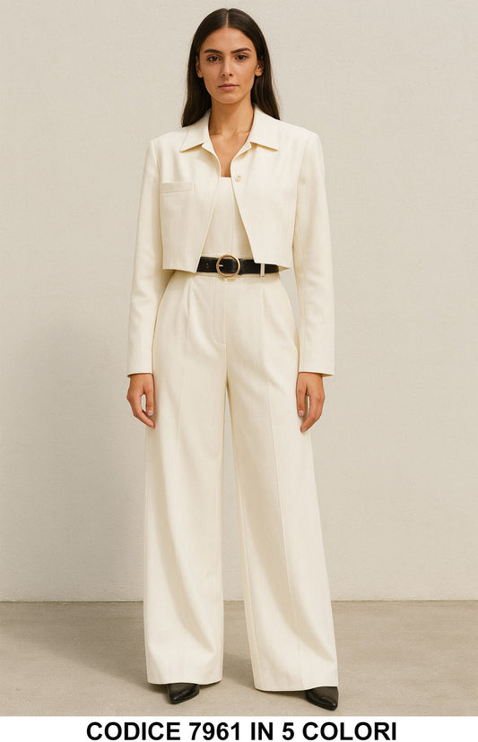 Completo Elegante Tuta Intera con Giacca Corta Coordinata Coordinato Casual in 5 colori – 7961