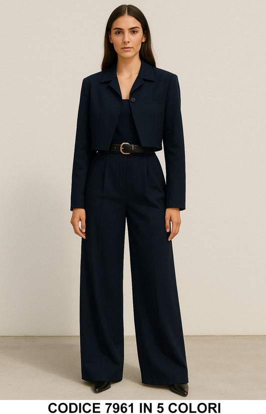 Completo Elegante Tuta Intera con Giacca Corta Coordinata Coordinato Casual in 5 colori – 7961