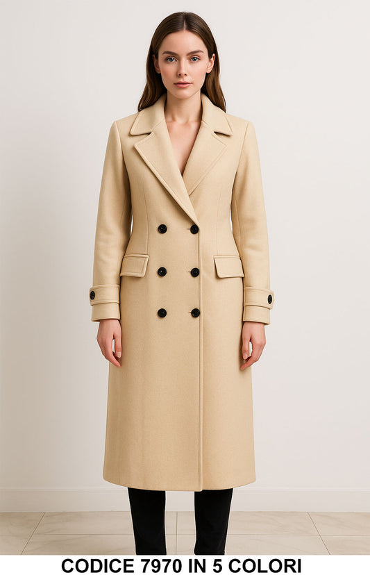 Cappotto Doppiopetto Elegante in Panno Cappotti Caldi Donna Casual in 5 Colori – 7970
