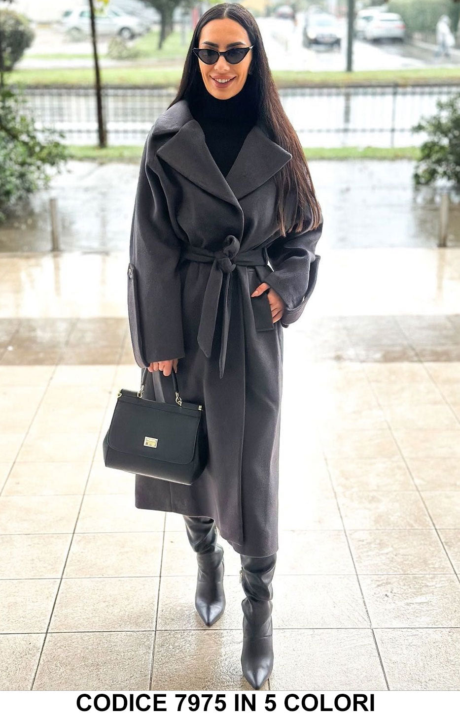 Cappotto Donna Lungo con Cintura e Colletto Revers – Elegante e Caldo in 5 Colori – 7975 Cappotto Donna Lungo con Cintura e Colletto Revers – Elegante e Caldo in 5 Colori – 7975