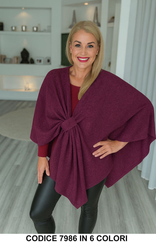 Mantella con nodo frontale cappotto Giacca Morbida Raffinata in 6 colori – 7986