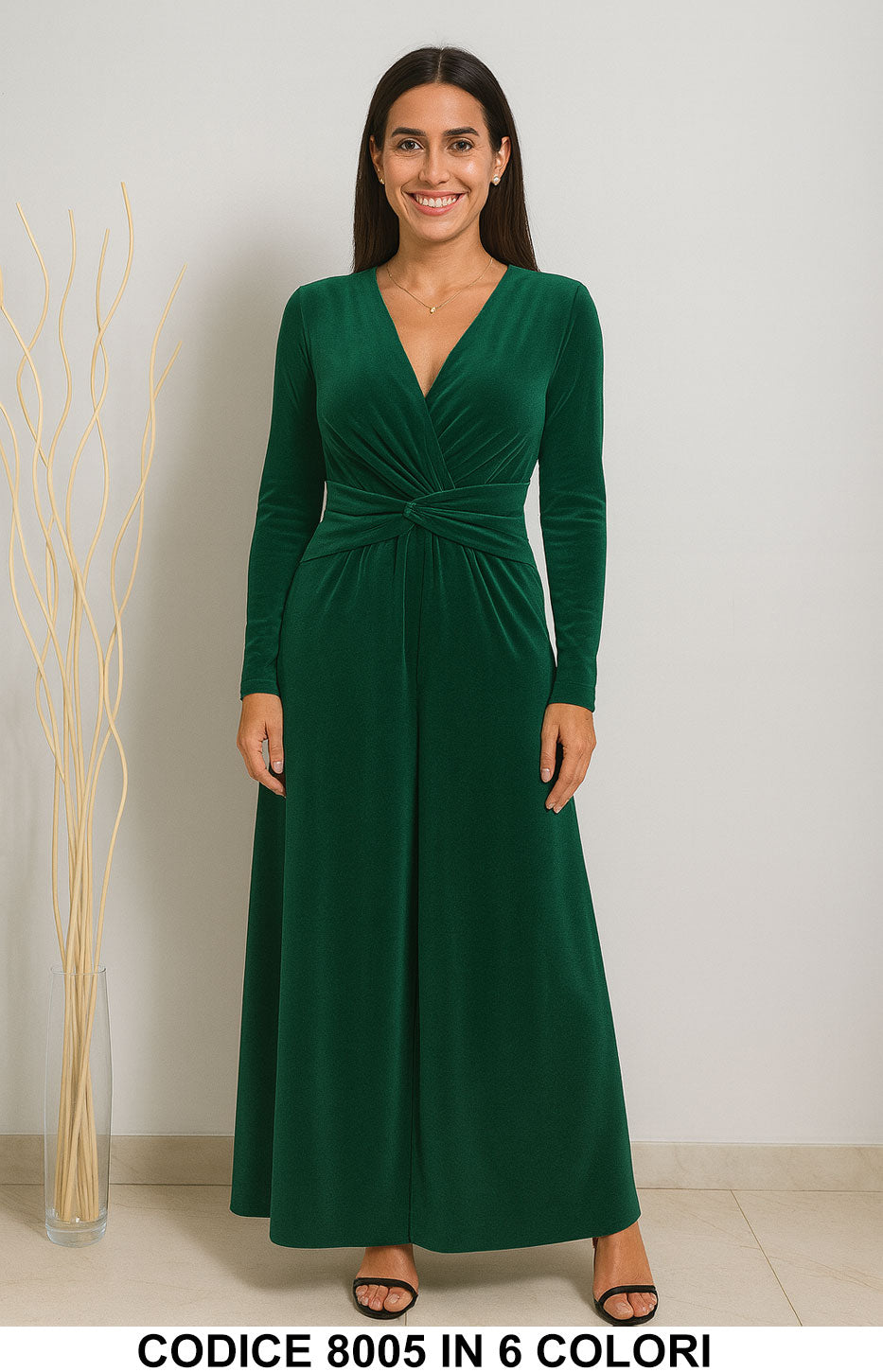 Abito lungo elegante in velluto con nodo in vita Vestito Vellutino in 6 colori – 8005 Abito lungo elegante in velluto con nodo in vita Vestito Vellutino in 6 colori – 8005