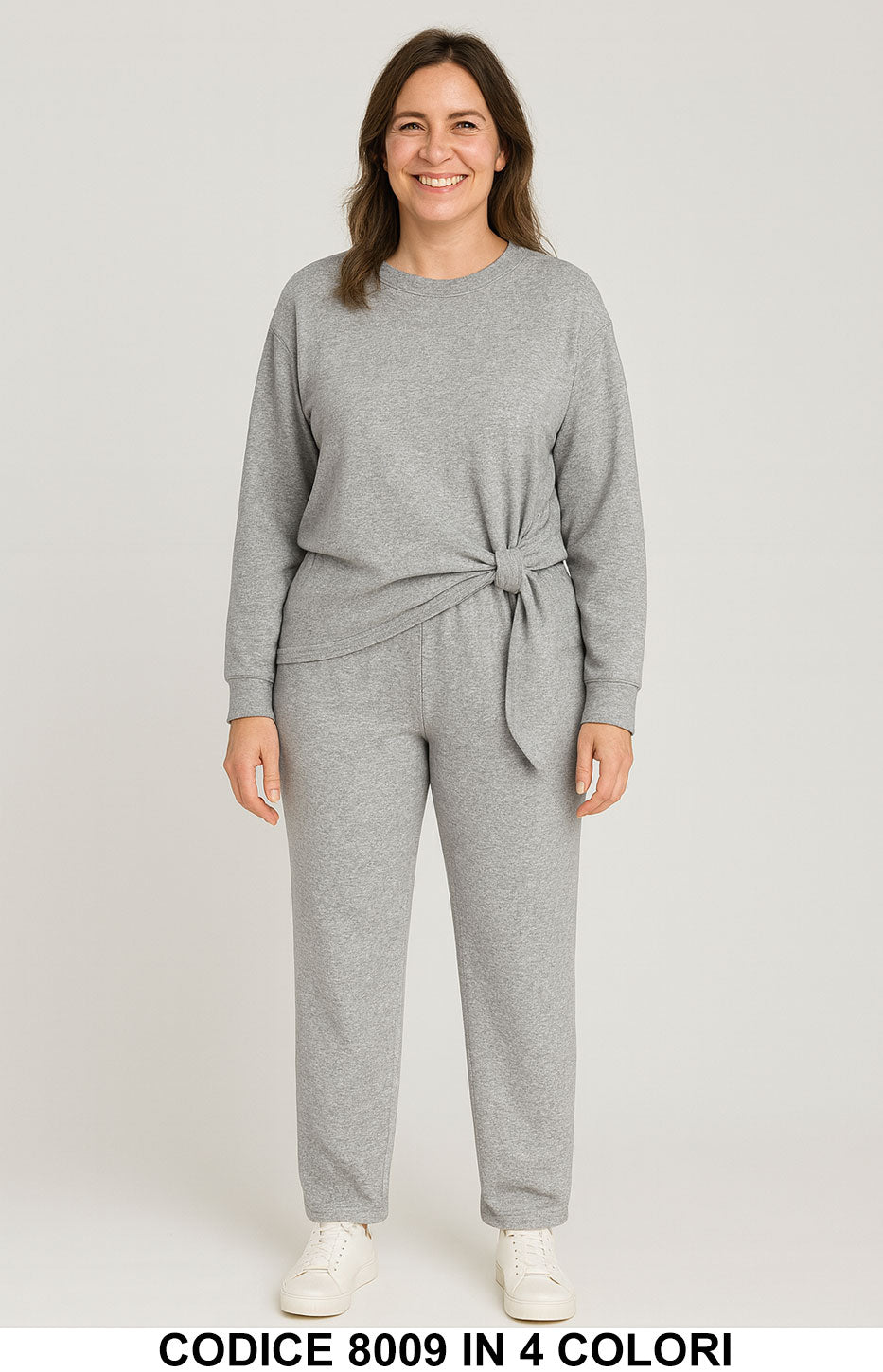 Completo casual in maglia con nodo sul davanti Pantalone Palazzo Coordinato in 4 colori – 8009 Completo casual in maglia con nodo sul davanti Pantalone Palazzo Coordinato in 4 colori – 8009