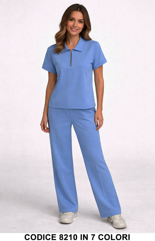 Completo Tuta Maglia Felpa con Zip e Pantalone Ampio Coordinato Casual in 7 colori – 8210