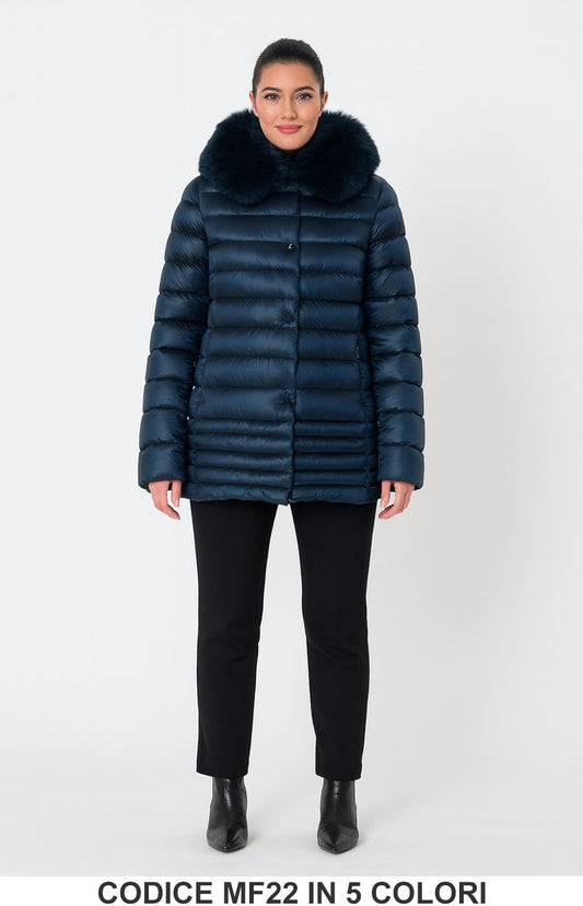 Piumino imbottito con collo in eco-pelliccia rimovibile Taglie Forti Giubbotto Curvy in 5 colori – MF22