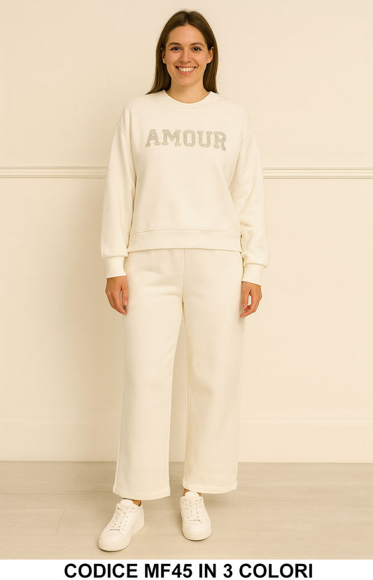 Completo Donna Felpato “AMOUR” Tuta Fashion – Morbido, Comodo e di Tendenza in 3 Colori - MF45