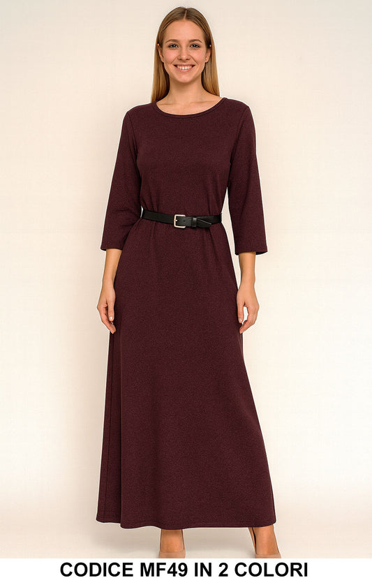 Abito Lungo in Maglia con Cintura Vestito Caldo e Morbido in 2 Colori – MF49