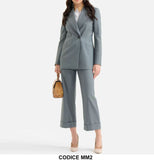 Tailleur Completo GIacca Lunga Pantalone Capri con Risvolto Coordinato Elegante Grigio Elegante - MM2Out Tailleur Completo GIacca Lunga Pantalone Capri con Risvolto Coordinato Elegante Grigio Elegante - MM2Out