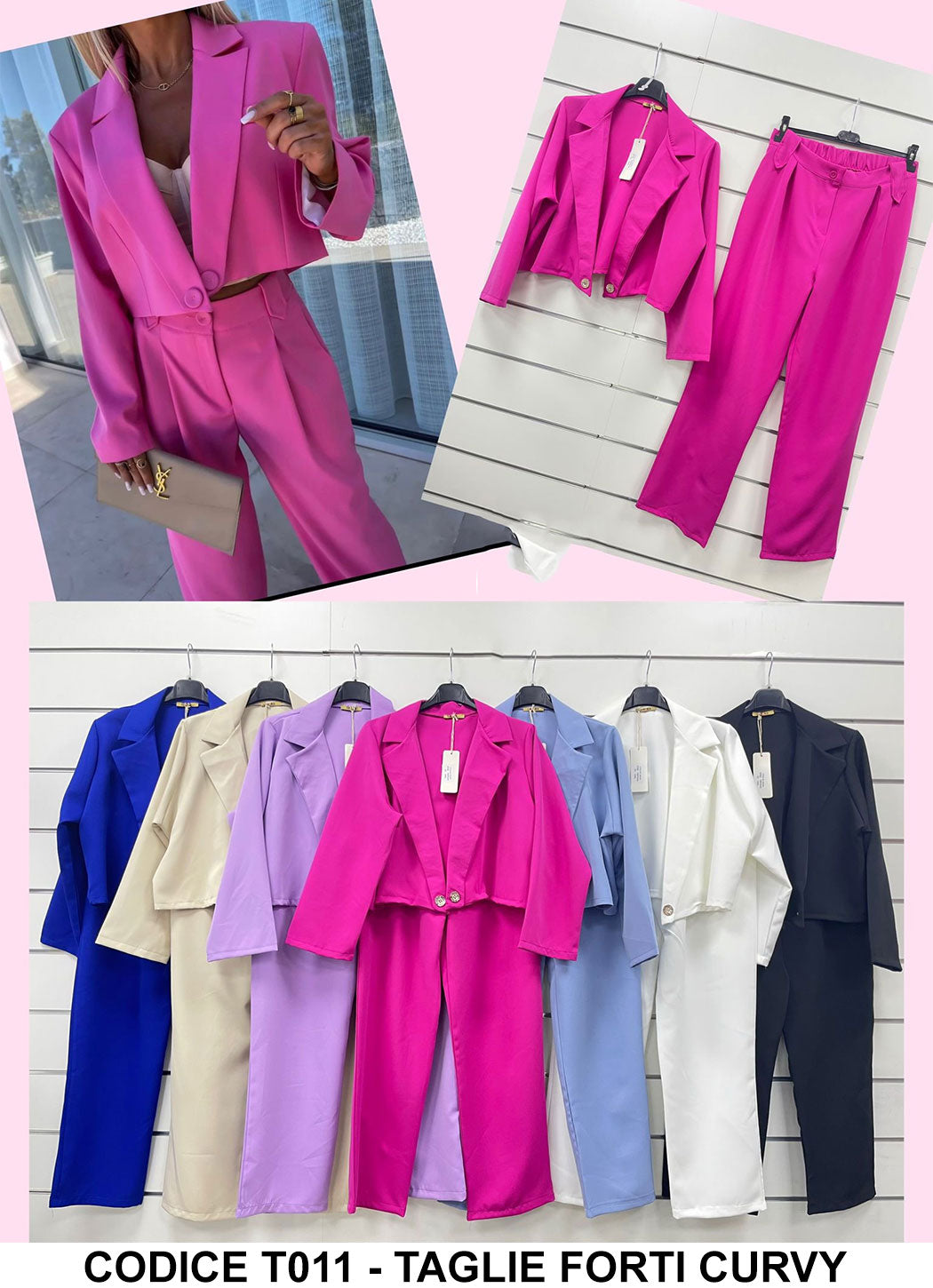 Completo Tailleur Giacca Corta Pantalone Palazzo Taglie Forti Curvy Co I Love Dress