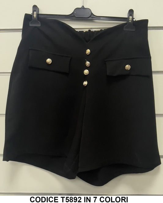 Pantaloncini Donna con Bottoni Gioiello Taglie Forti Curvy Shorts in 7 Colori - T5892