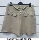 Pantaloncini Donna con Bottoni Gioiello Taglie Forti Curvy Shorts in 7 Colori - T5892