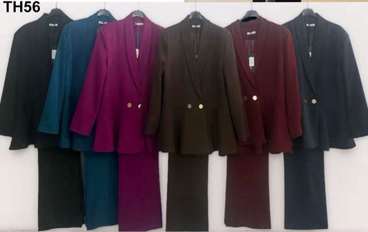 Tailleur curvy con giacca doppiopetto pantalone Completo Taglie Forti Elegante in 6 colori – TH56