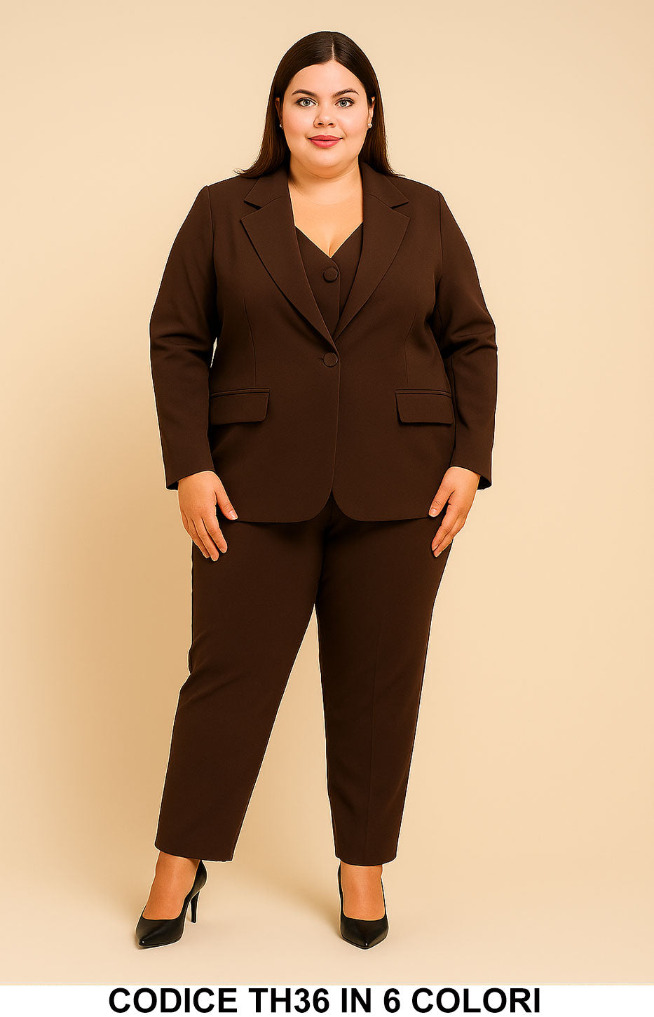 Tailleur Donna Curvy Giacca Gilet Coordinato e Pantalone Elegante Completo Taglie Forti 6 Colori – TH36 Tailleur Donna Curvy Giacca Gilet Coordinato e Pantalone Elegante Completo Taglie Forti 6 Colori – TH36