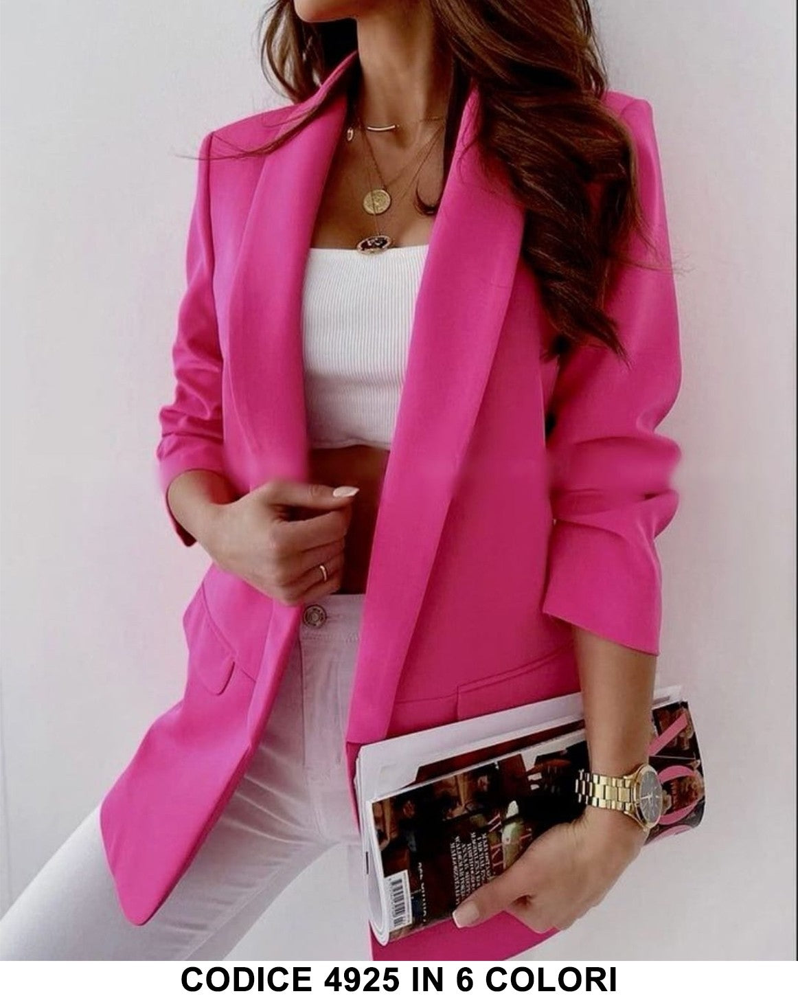 Giacca Blazer con Manica Arricciata Elegante Doppio Petto Donna Casual I Love Dress