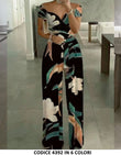 Tuta Jumpsuit Elegante Spalle Scoperte Scollo a Cuore Pantalone Palazzo in 2 Colori - 4392