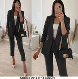 Tailleur Completo Donna Pantalone e Giacca Casual Elegante Lavoro Completo in 14 Colori - 2612