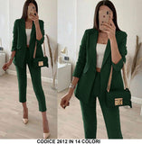 Tailleur Completo Donna Pantalone e Giacca Casual Elegante Lavoro Completo in 14 Colori - 2612