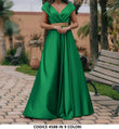 Abito Elegante Cerimonia Rasato Scollo V Vestito da Sera senza maniche in 6 Colori - 4588