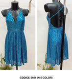 Abito Corto Elegante Smanicato Spalle Scoperte Paillettes Sensuale Vestito in 5 Colori - 5404